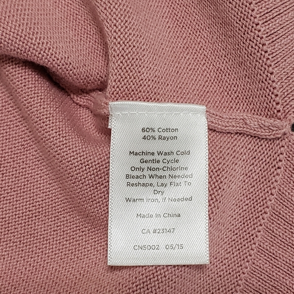 Talbots 3/4 Sleeve Front Pocket Zipper Back Sweater Pink Sz Small - Picture 13 of 13